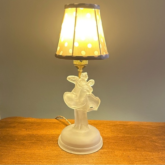 1930s Art Deco Dancing Couple Depression Glass Table Lamp - Picture 8 of 11